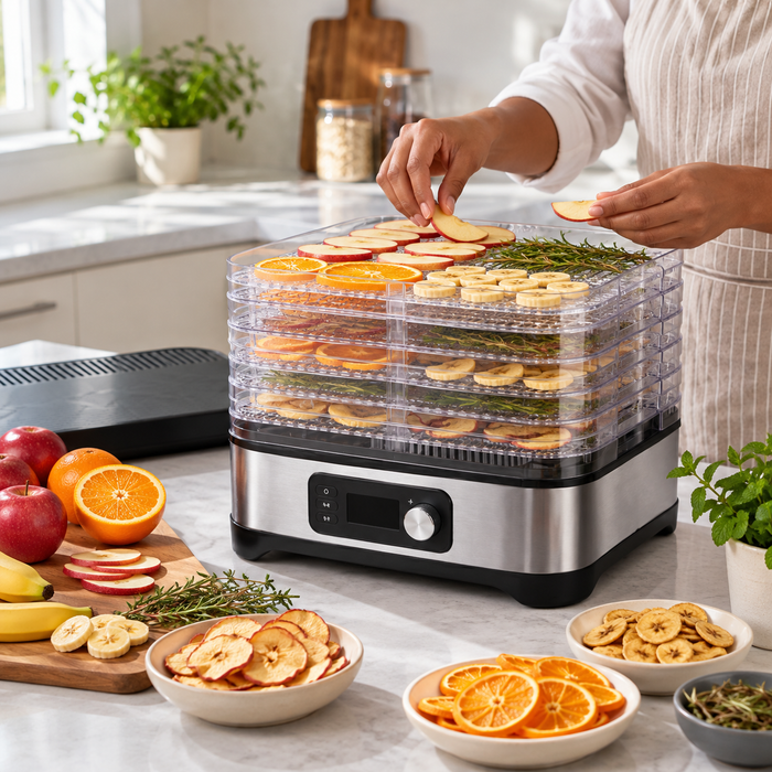 Food Dehydrator with Transparent Viewing Window and Removable Trays