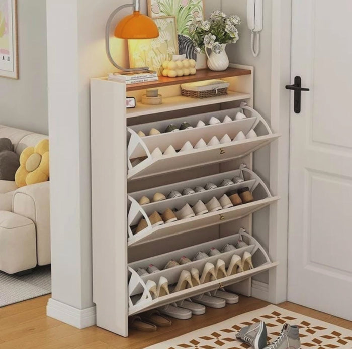 Ultra-thin flip bucket shoe rack storage cabinet for entryways, available in Nairobi, Kenya