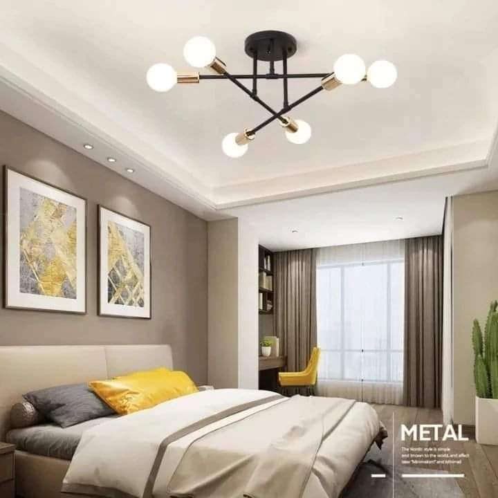 High-end, industrial black, soft and Dining Room Chandelier with Straight Arm-6 bulbs