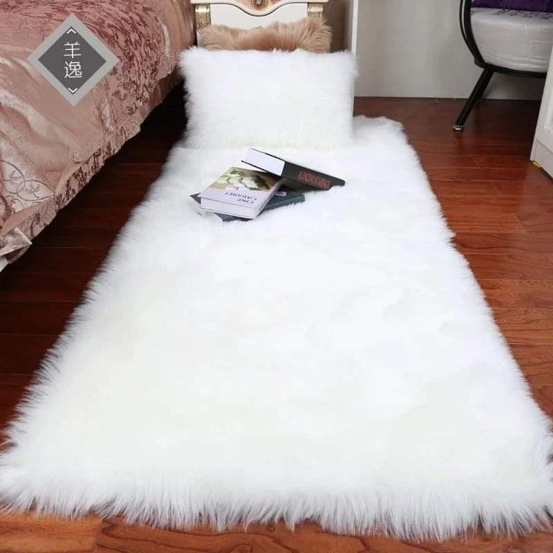 Faux Fur Bedside Rug 65x180cm – Soft Plush Floor Carpet for Bedroom Living Room and Home Decor