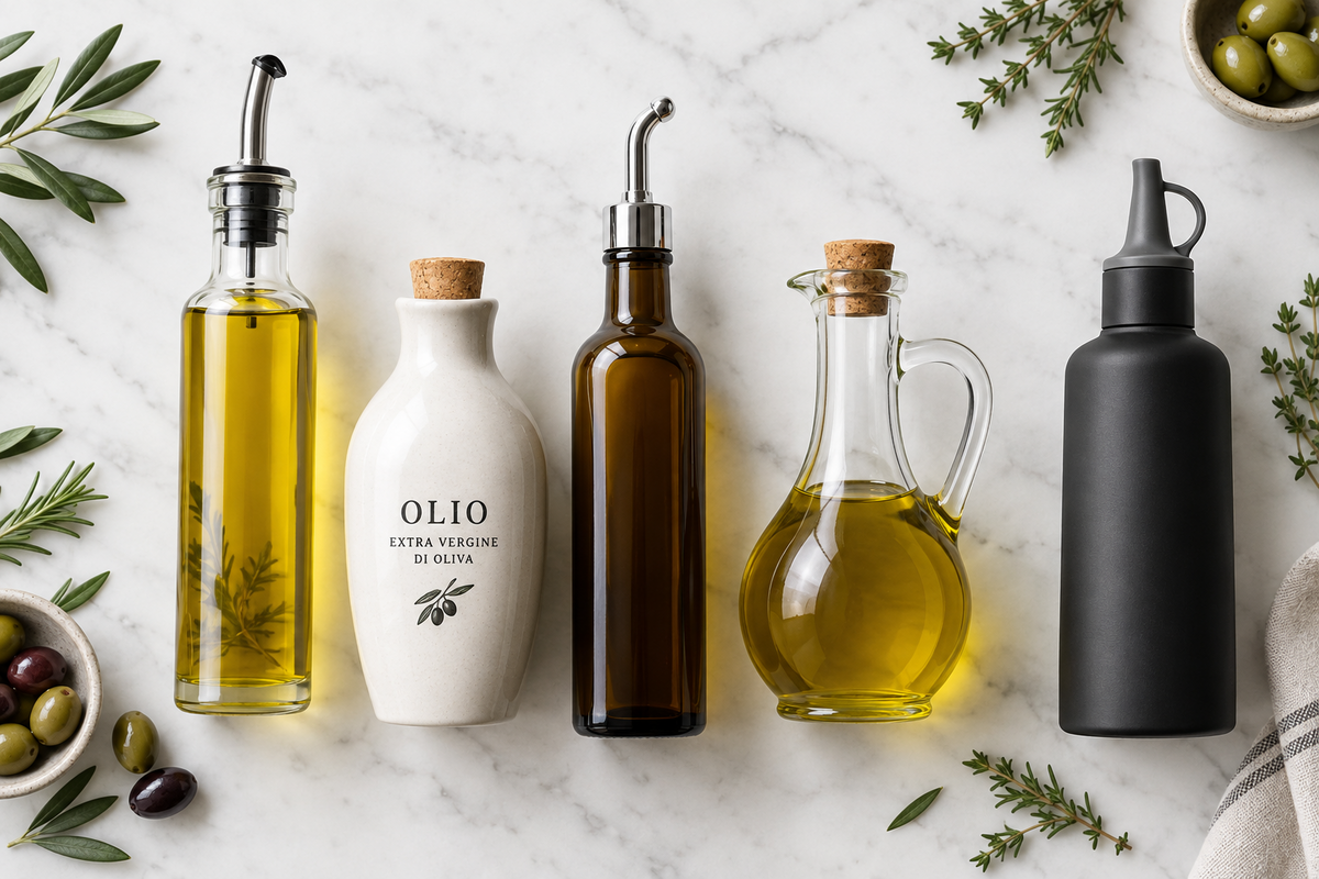 Oil Jars and Dispensers Collection featuring cooking oil storage jars, glass oil dispensers and oil bottles with pourers, available in Nairobi, Kenya