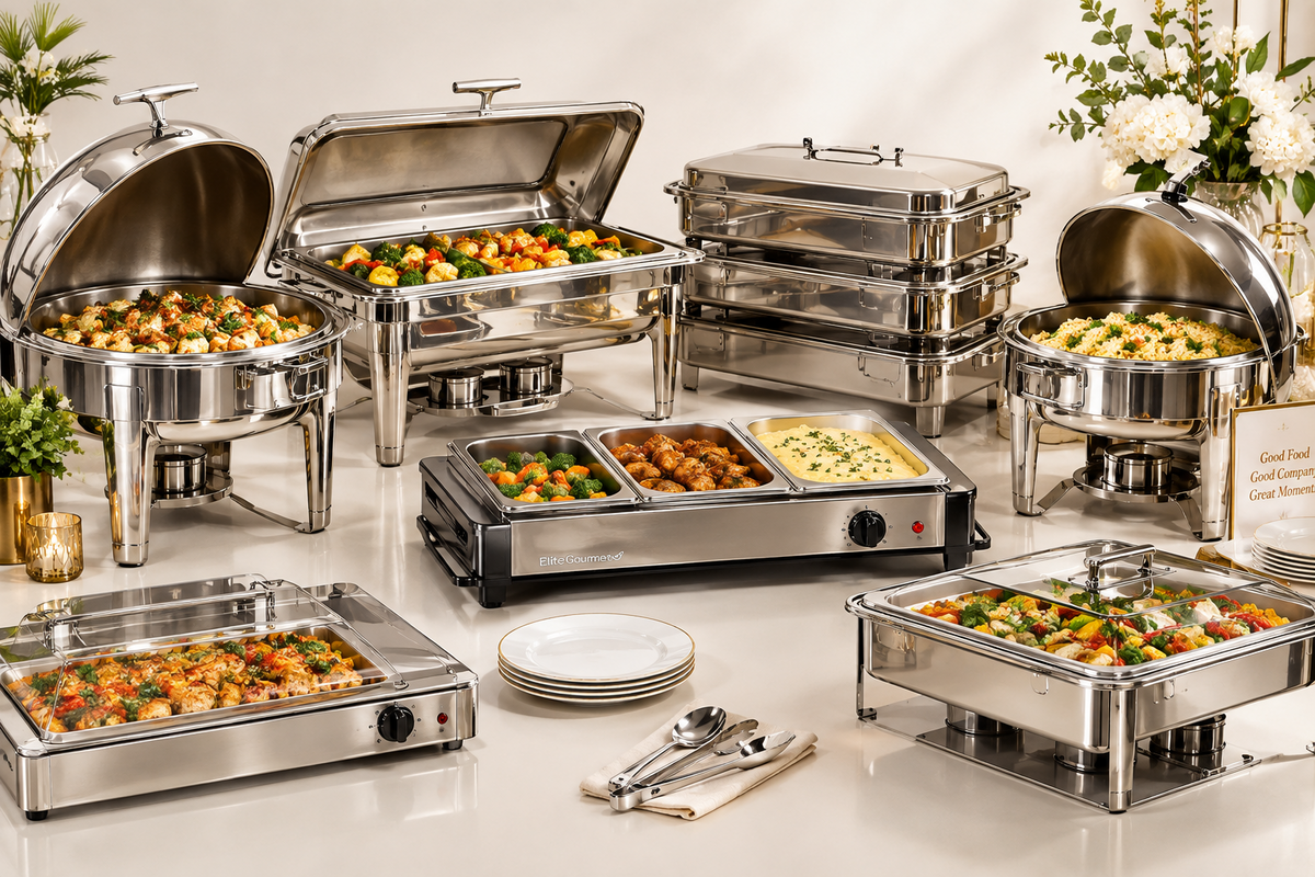 Chafing Dishes and Food Warmers Collection featuring stainless steel buffet chafing dishes and food warming equipment, available in Nairobi, Kenya