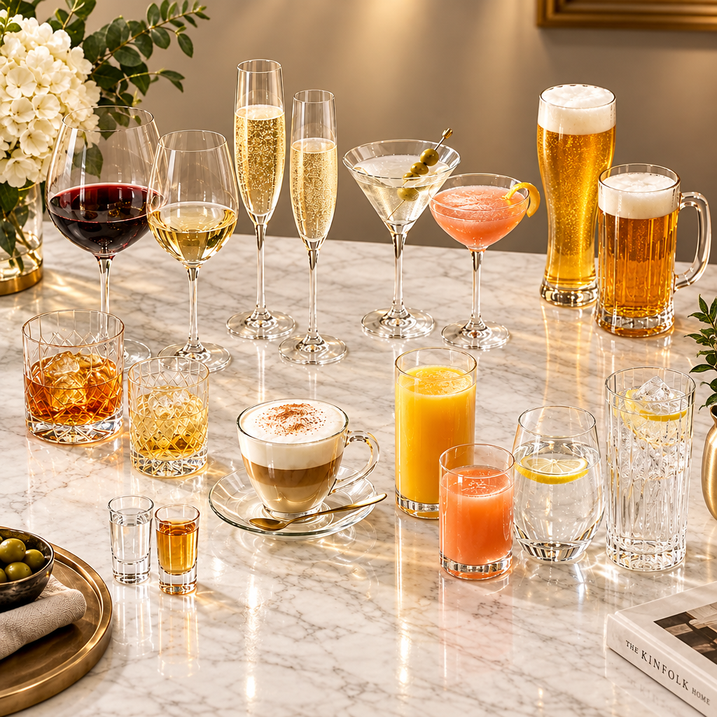 Glassware Collection featuring wine, whisky, water, juice, shot, cappuccino and beer glasses, available in Nairobi, Kenya