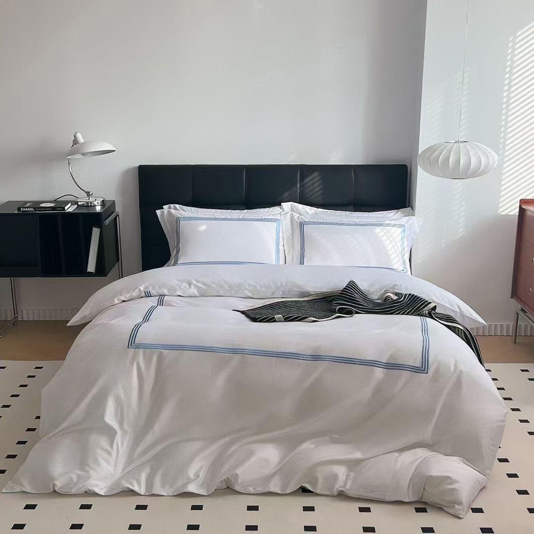 Gemelli Collection 100% Pure Cotton Grey Stripe Duvet Cover Set 6pcs, Soft Breathable Bedding Set with Bedsheet and Pillow Covers