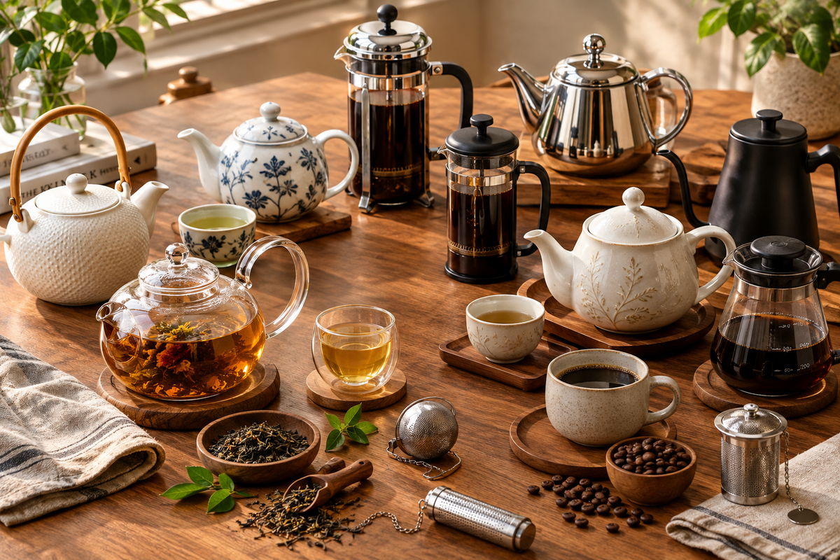 Tea Pots and Coffee Presses Collection featuring glass teapots, ceramic tea pots, stainless steel teapots and French press coffee makers, available in Nairobi, Kenya