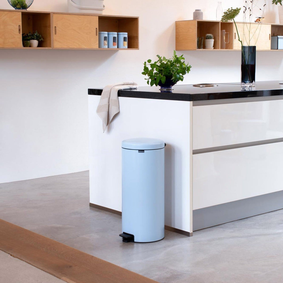 NewIcon pedal waste bin dreamy blue available in multiple sizes with soft close lid and pedal operation for home and office use