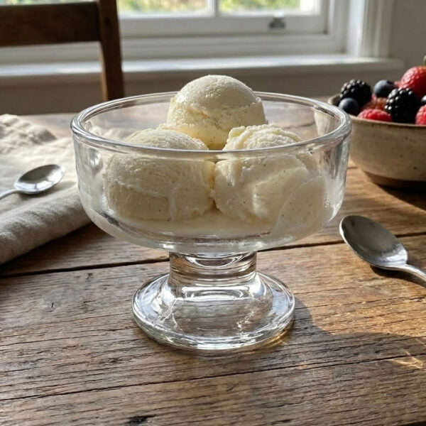 6-piece clear glass ice cream bowls, 220ml, footed pedestal base