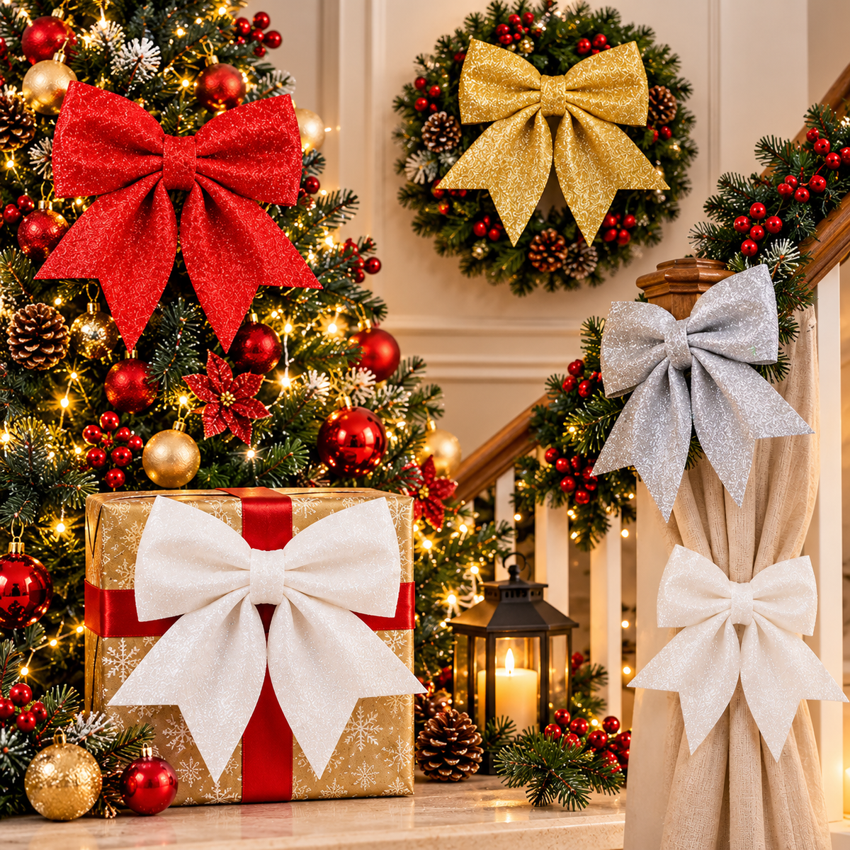 30cm Christmas Flower Bow Decoration for Christmas Tree