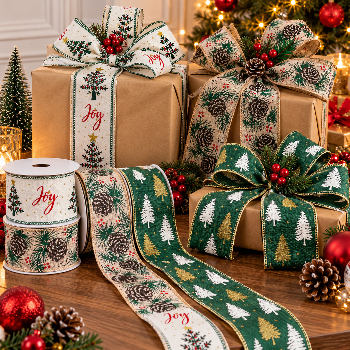 10 Metre Christmas Decorative Gift Wrapping Ribbon Roll