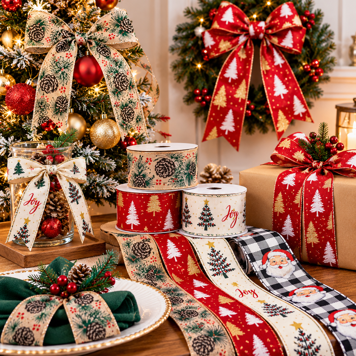 10 Metre Christmas Decorative Gift Wrapping Ribbon Roll