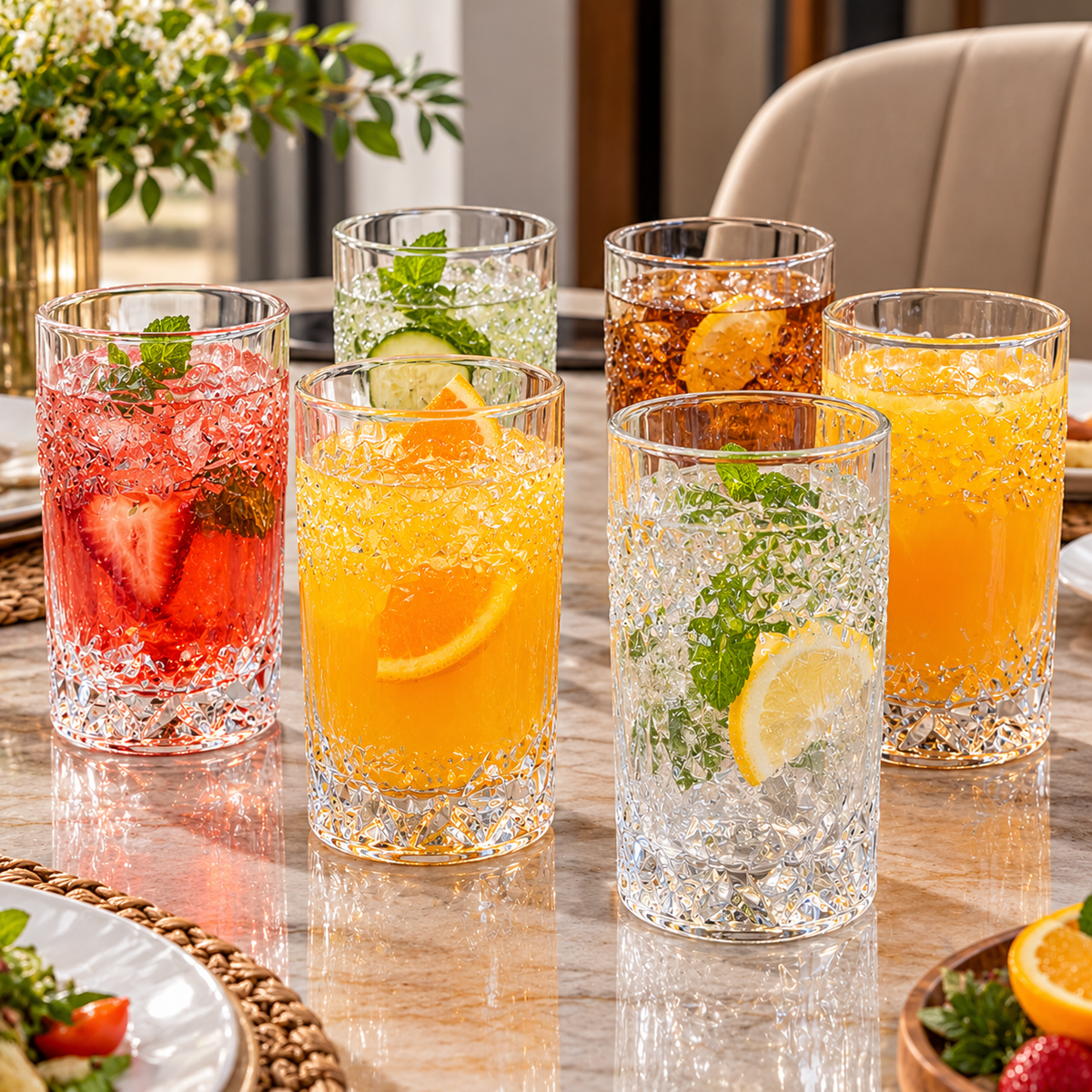 300ml Ribbed Highball Drinking Glass