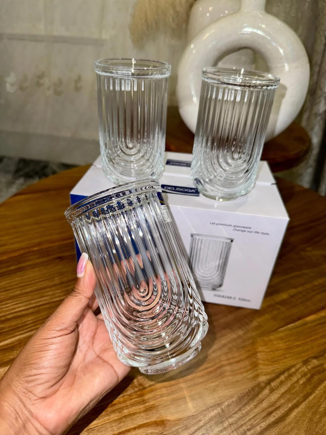 410ml Retro U-Shaped Ribbed Highball Glass