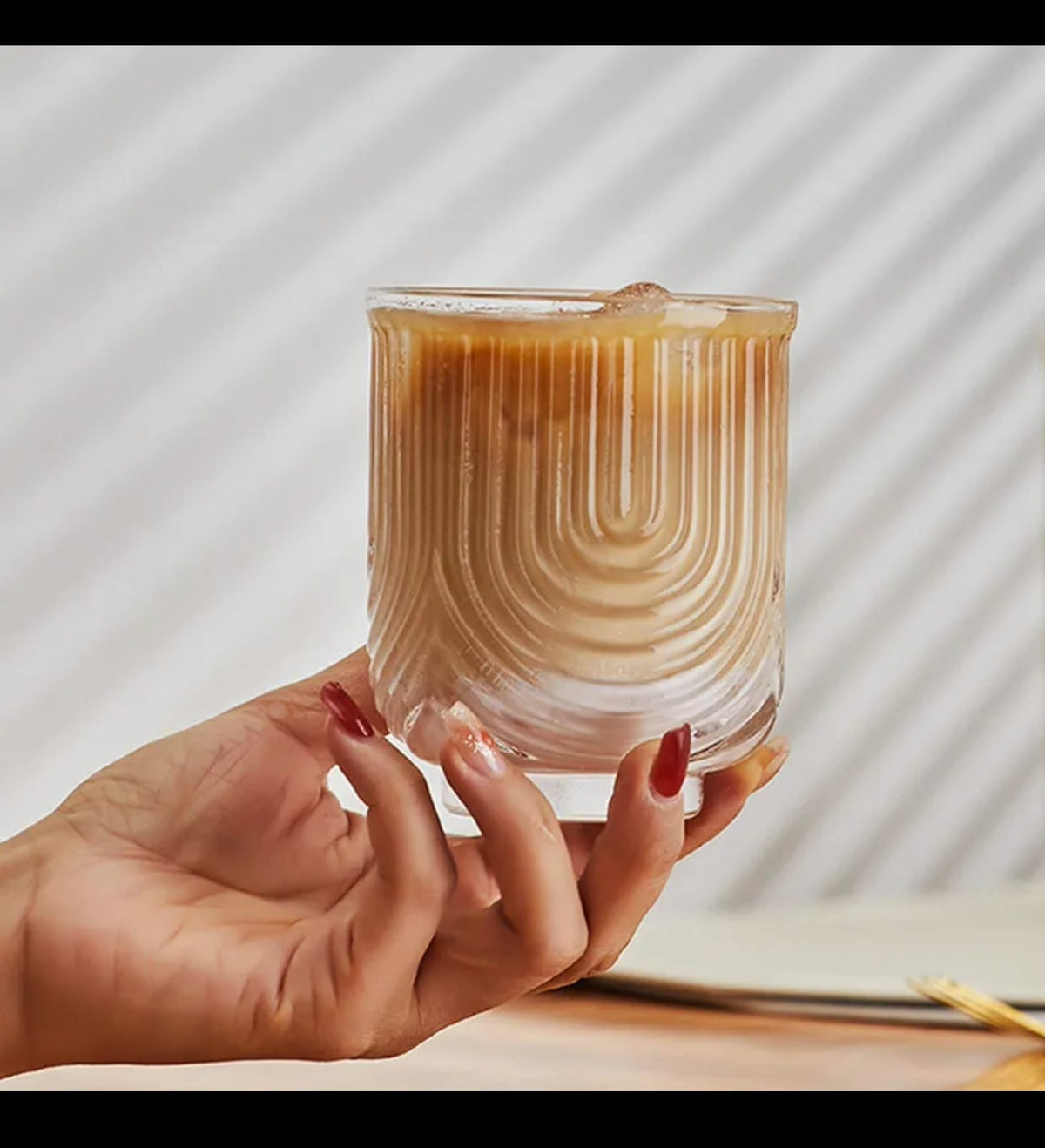 350ml Retro U-Shaped Ribbed Highball Glass