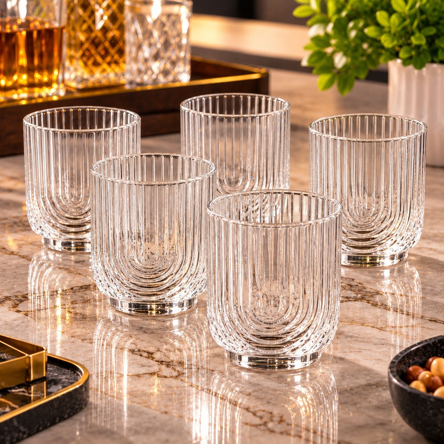 350ml Retro U-Shaped Ribbed Highball Glass