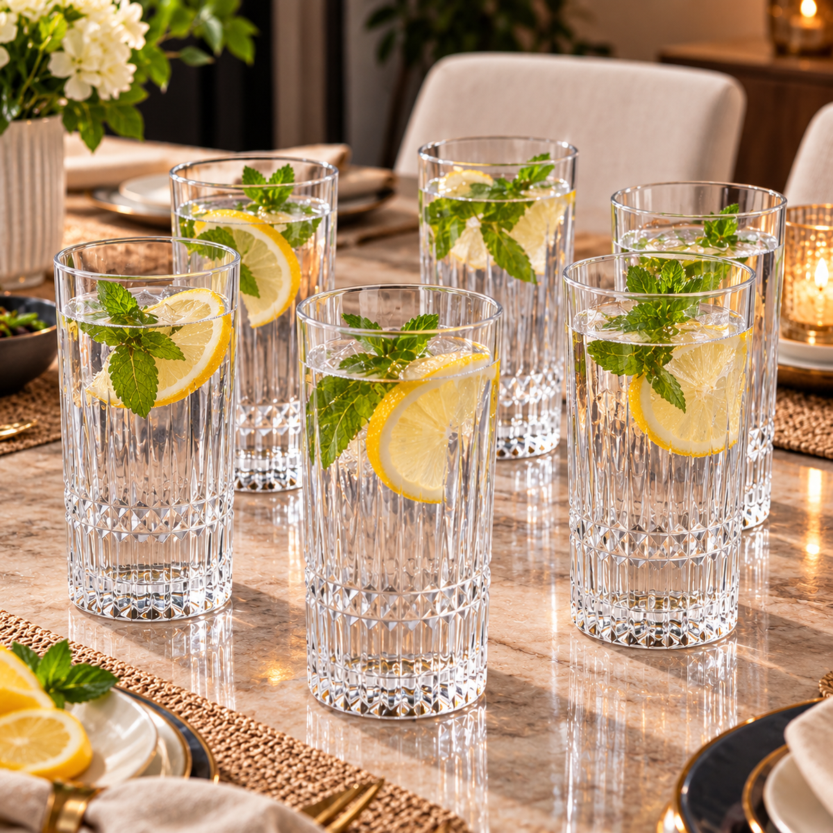 350ml Thick Bottom Embossed Crystal Drinking Glass