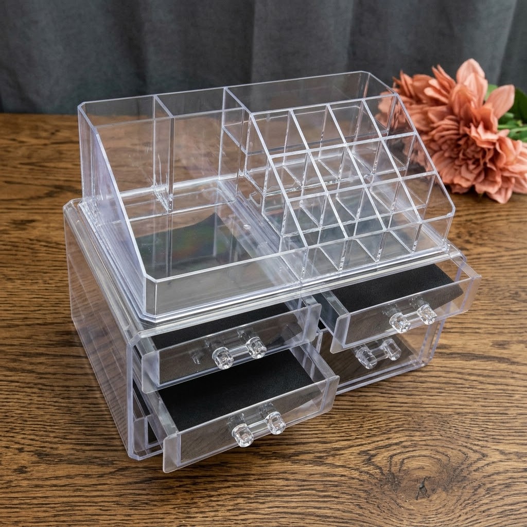 Transparent Acrylic Makeup Drawer Organiser for Cosmetics and Jewellery