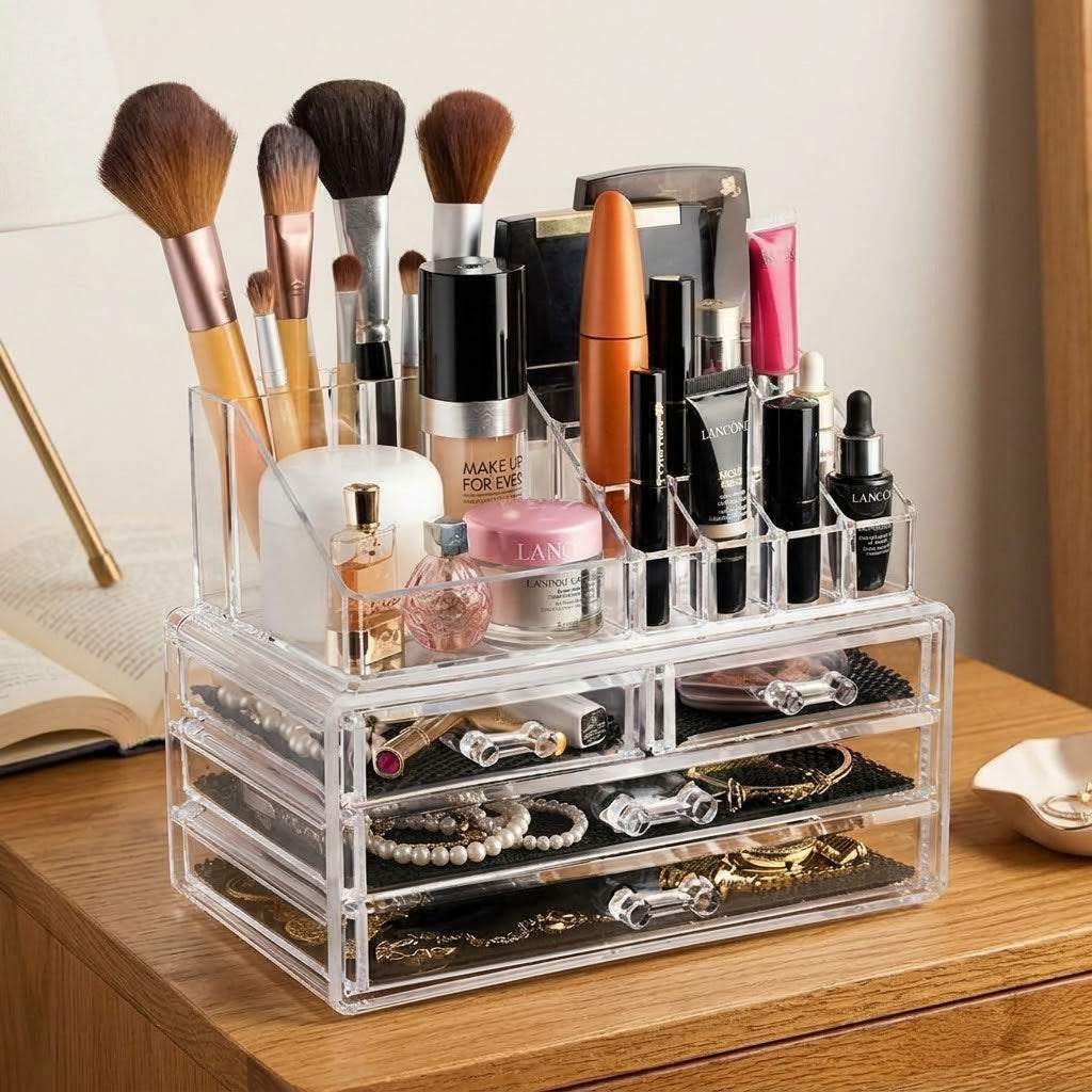 Transparent Acrylic Makeup Drawer Organiser for Cosmetics and Jewellery