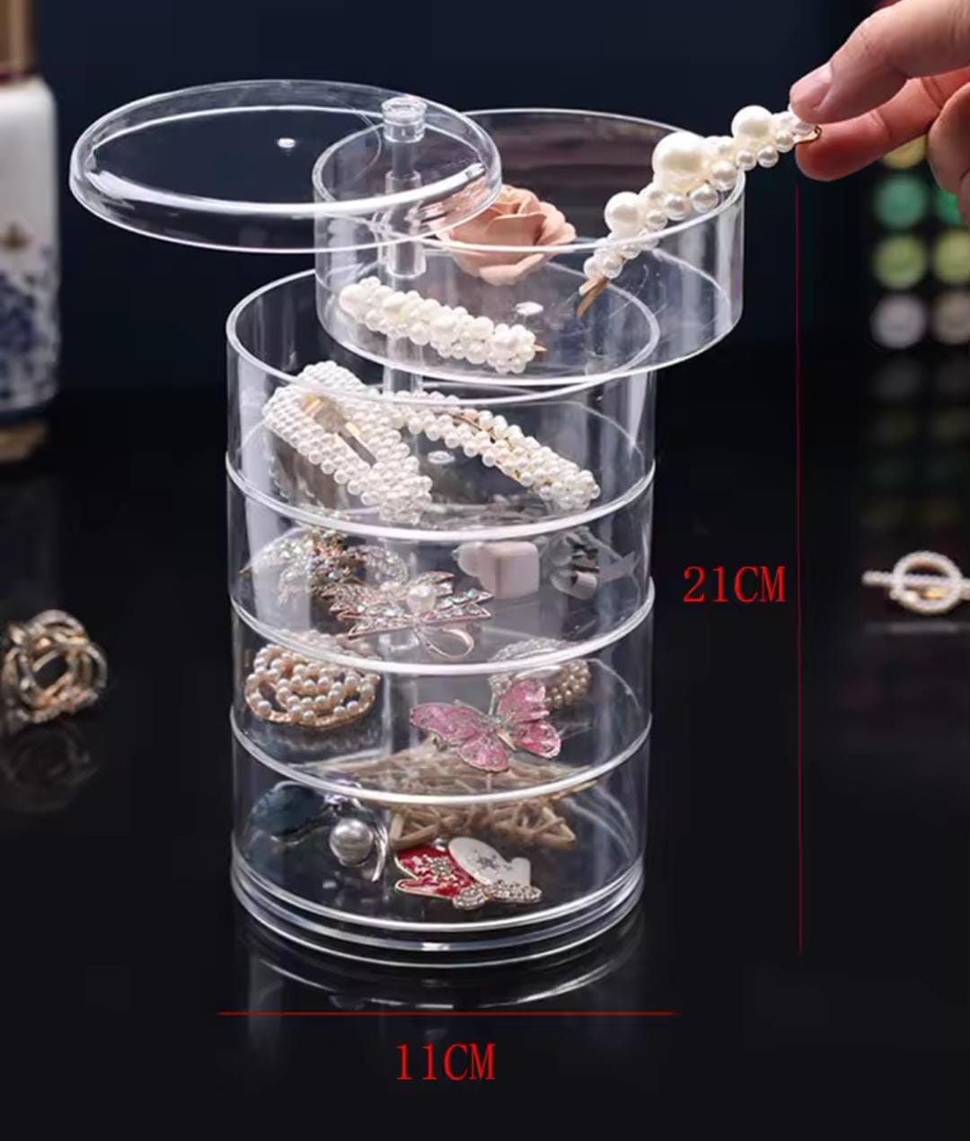 5-Layer Rotating Acrylic Jewellery Storage Organiser 11.5 Inches