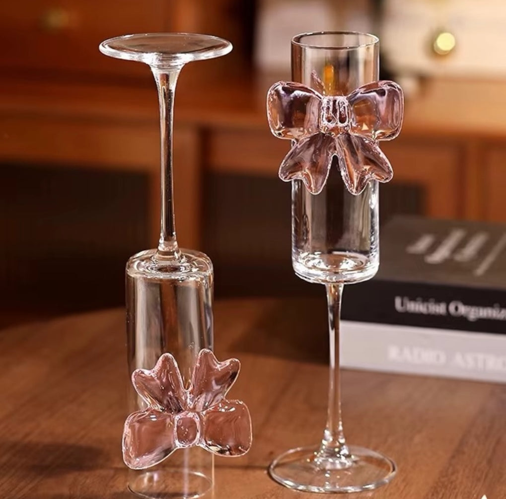 180ml Pink Bow Champagne Flutes – Set of 3 or 6