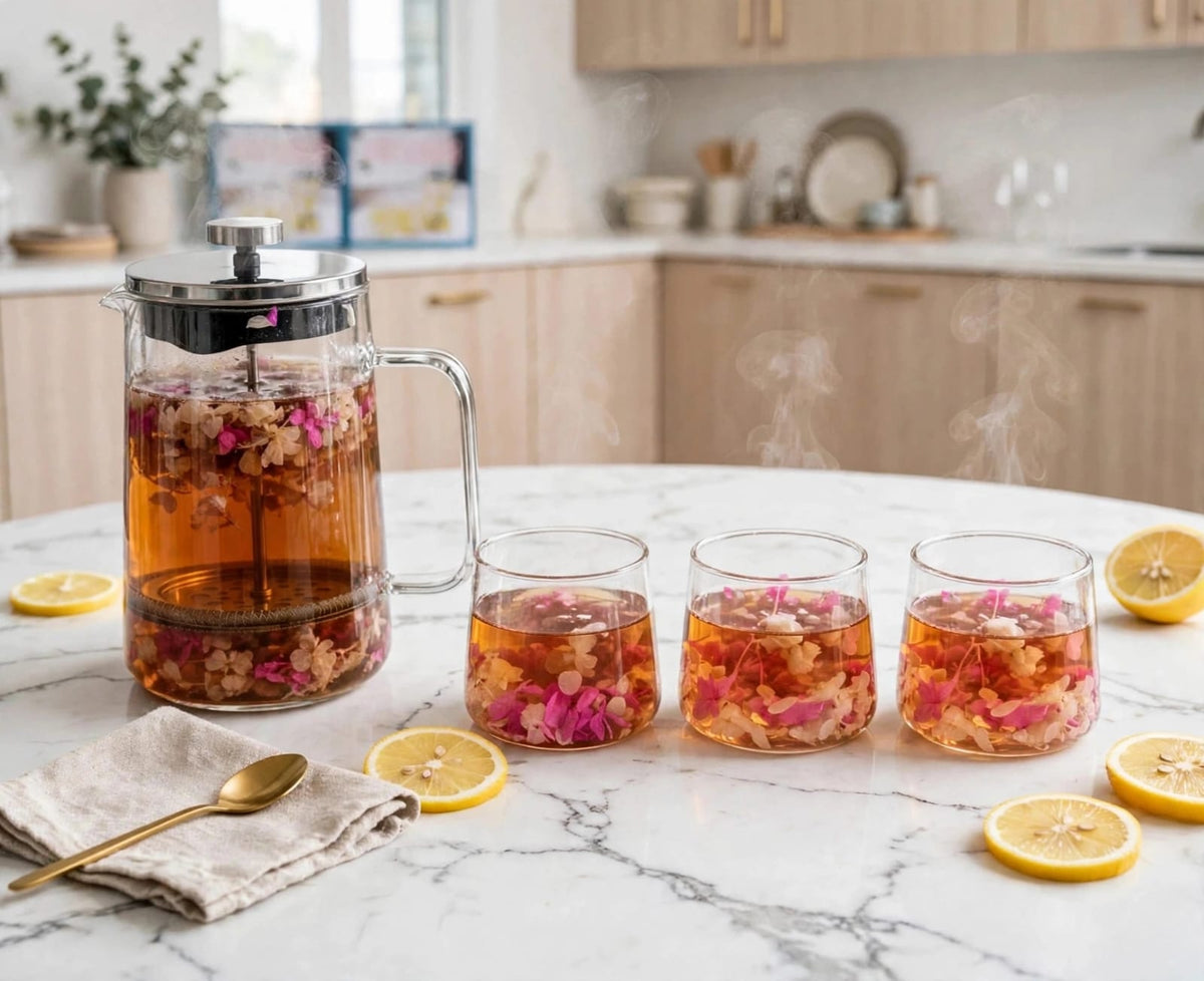 1000ml Double-Layer Dried Flower French Press Set with Four 200m