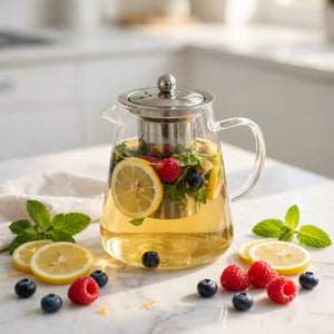 1050ml Glass Teapot with Stainless Steel Infuser and Lid