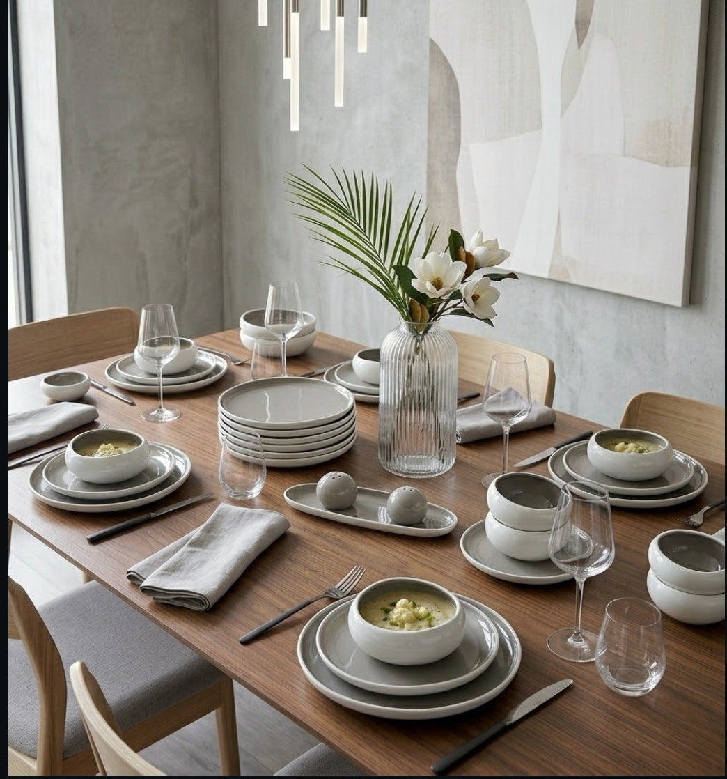 28-Piece European Double-Glazed Porcelain Dinner Set
