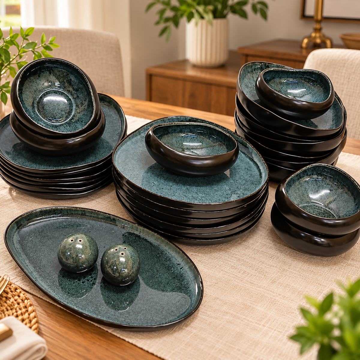 27-Piece Porcelain Dinner Set with Plates, Bowls and Serving Platter