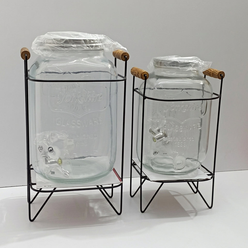 5L and 8L Glass Juice Dispensers with Metallic Stand