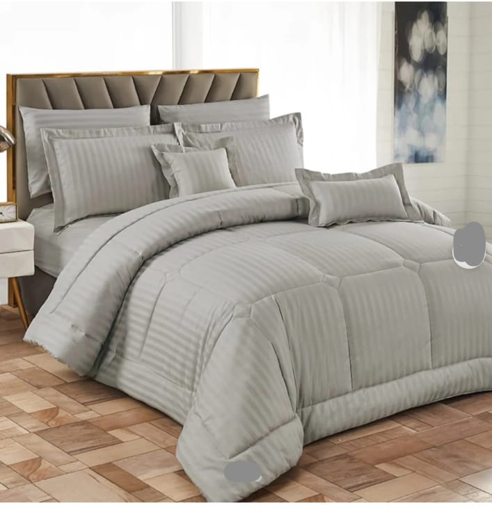 6 × 7 Striped Binded Duvet Set with 1 Bedsheet and 2 Pillowcases