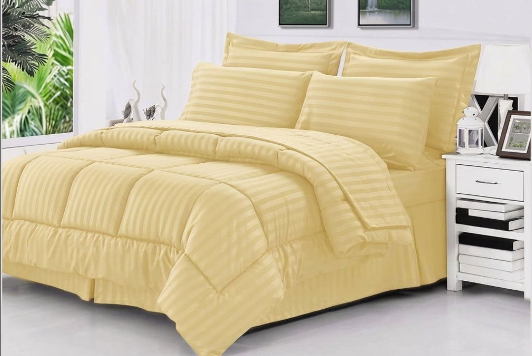 6 × 7 Striped Binded Duvet Set with 1 Bedsheet and 2 Pillowcases