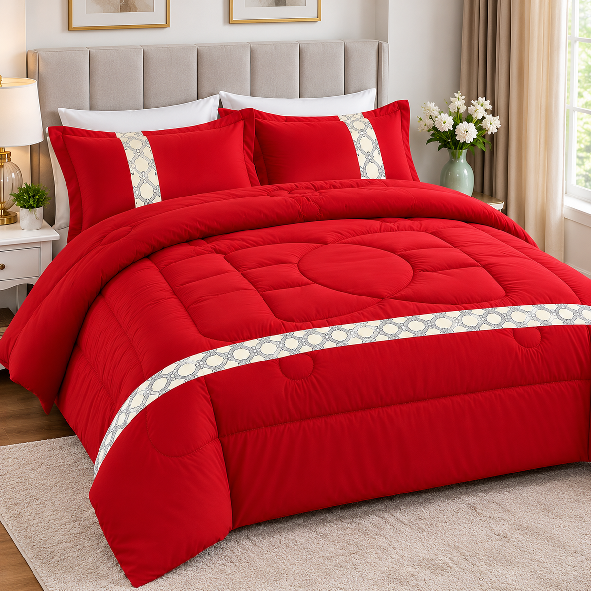6×7 ft Cozy Duvet Set with Bedsheet and Four Pillowcases