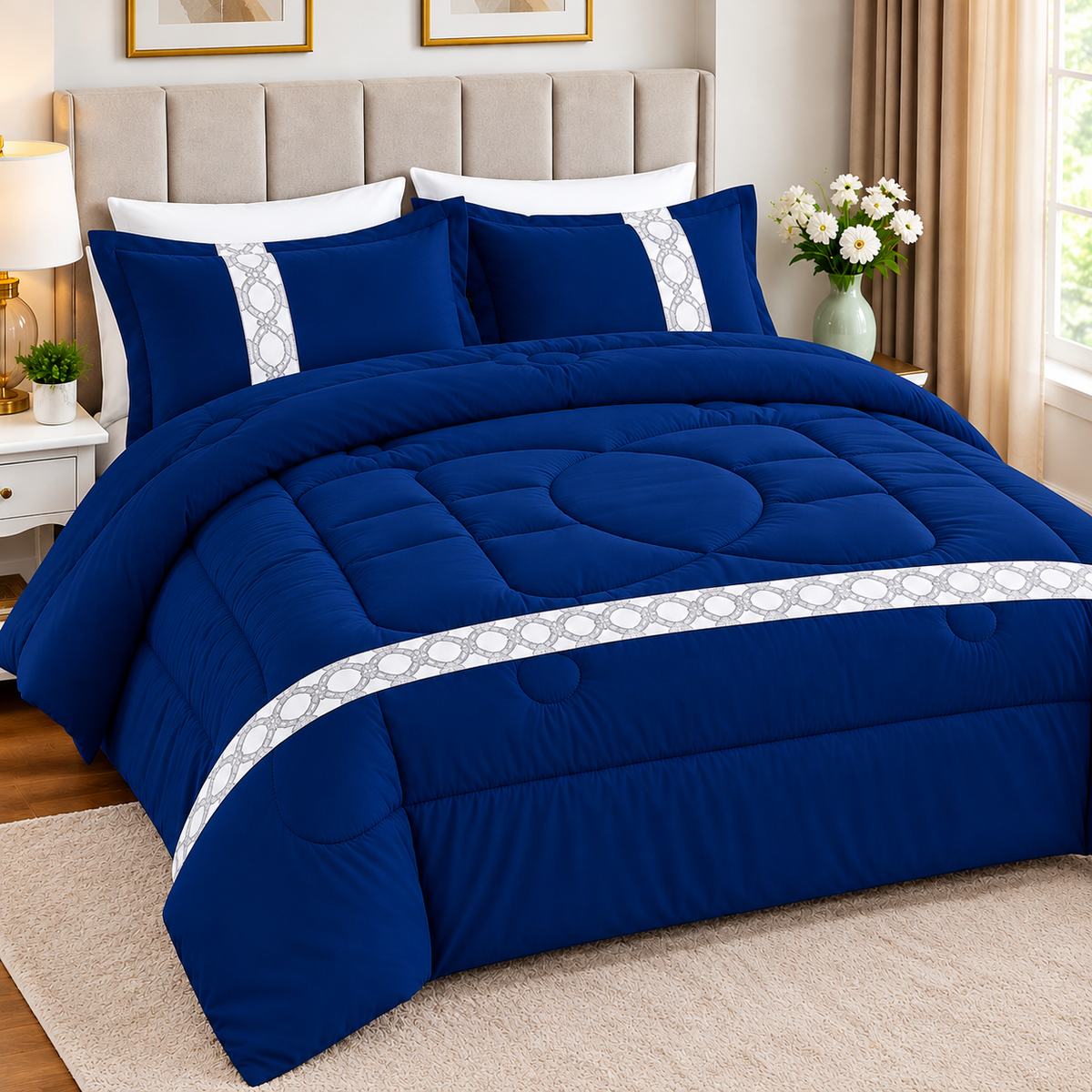 6×7 ft Cozy Duvet Set with Bedsheet and Four Pillowcases