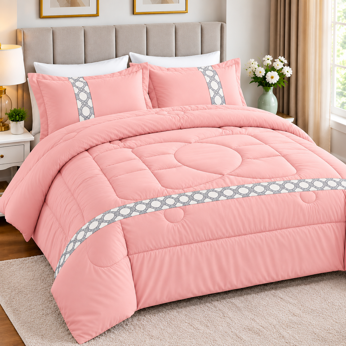 6×7 ft Cozy Duvet Set with Bedsheet and Four Pillowcases