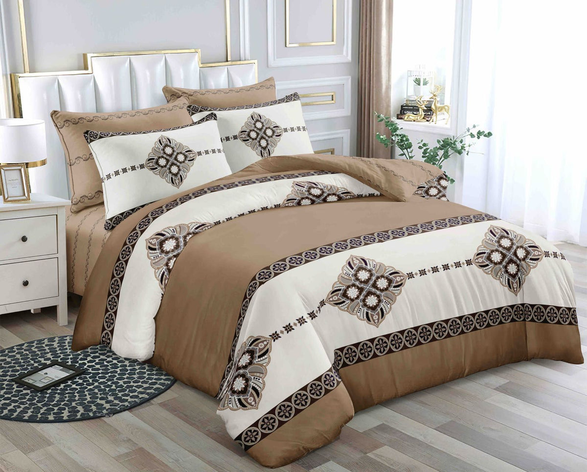 Cotton Binded Duvet Set 6×7 with Bedsheet and Pillow Cases