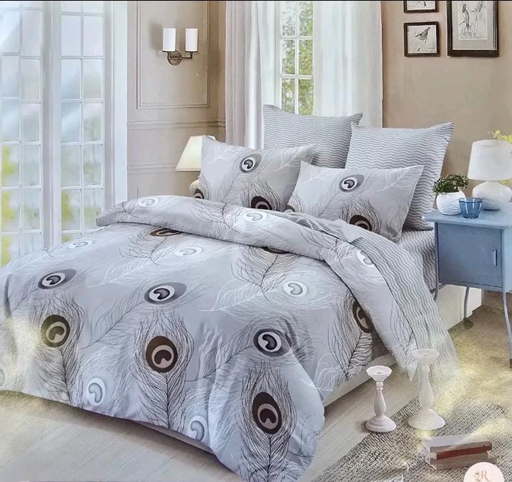 Cotton Binded Duvet Set 6×7 with Bedsheet and Pillow Cases