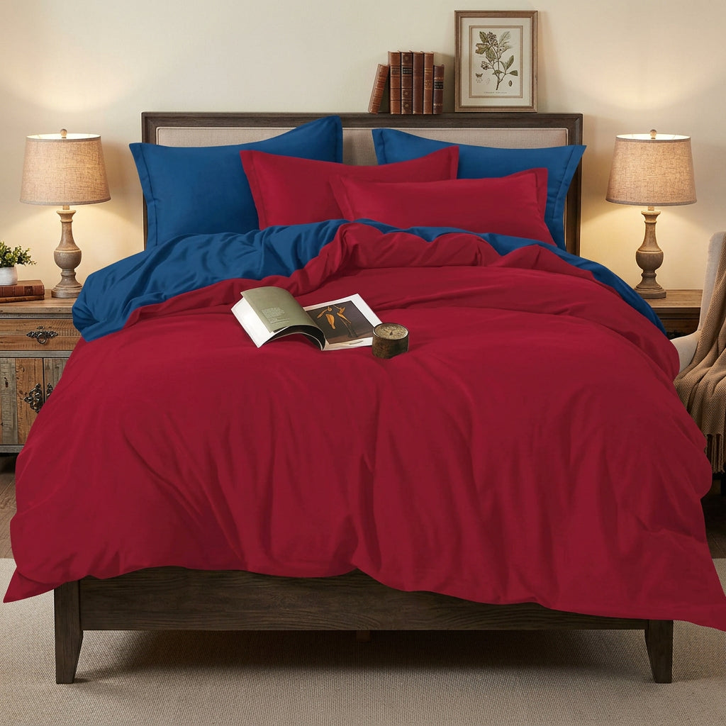 6×7 ft Cotton Duvet Cover Set with Bedsheet and Four Pillowcases
