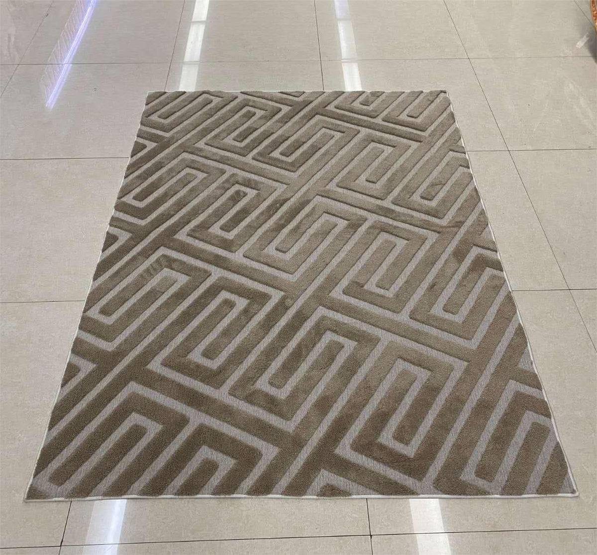 Modern Microfiber Pattern Carpet with Rubber Backing in Two Sizes