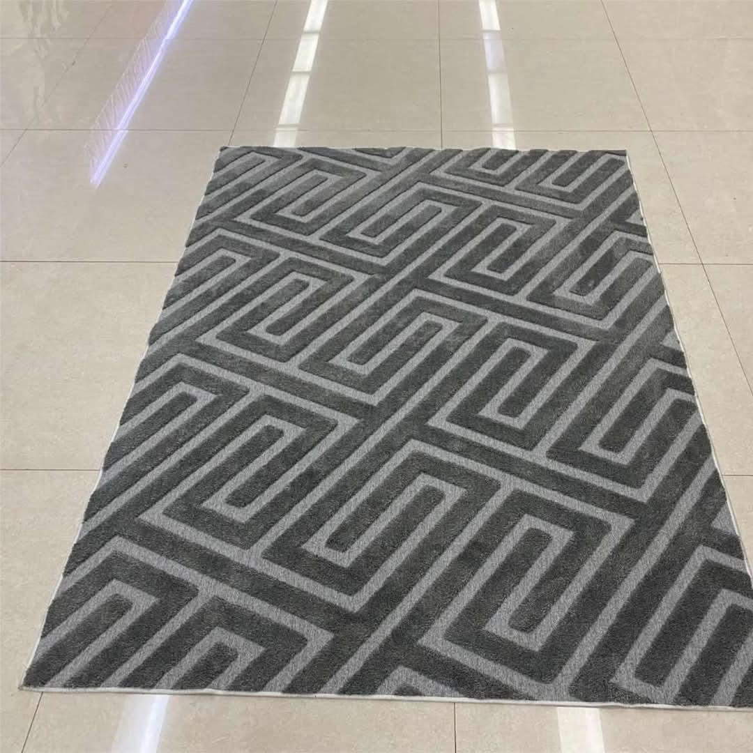 Modern Microfiber Pattern Carpet with Rubber Backing in Two Sizes