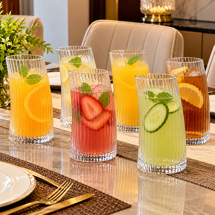 Crescent-Shaped Transparent Borosilicate Glasses 450ml – Set of 6