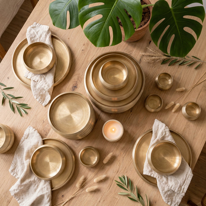 24 Piece Gold and Brown Hard Glass Dinner Set