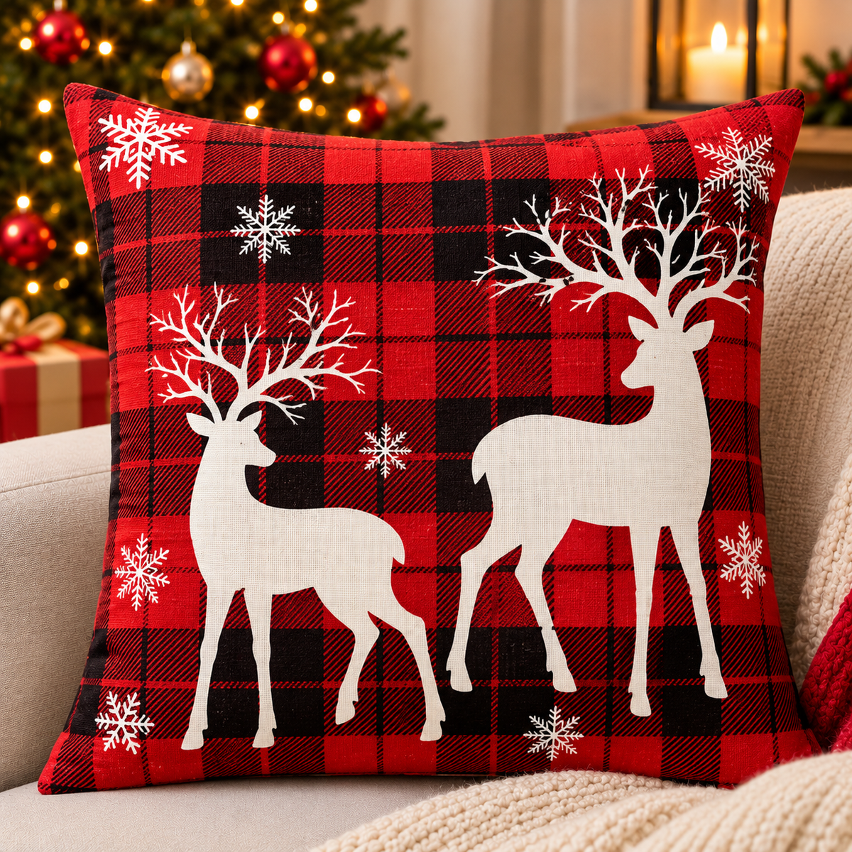 45cm × 45cm Christmas Decorative Pillow Covers – No Filler Set of 4-pieces