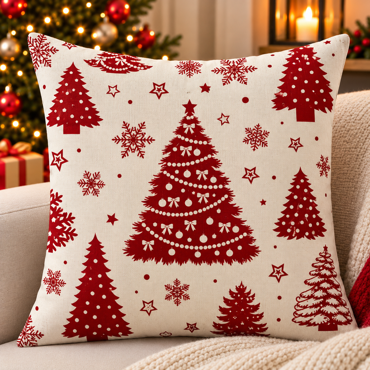 45cm × 45cm Christmas Decorative Pillow Covers – No Filler Set of 4-pieces