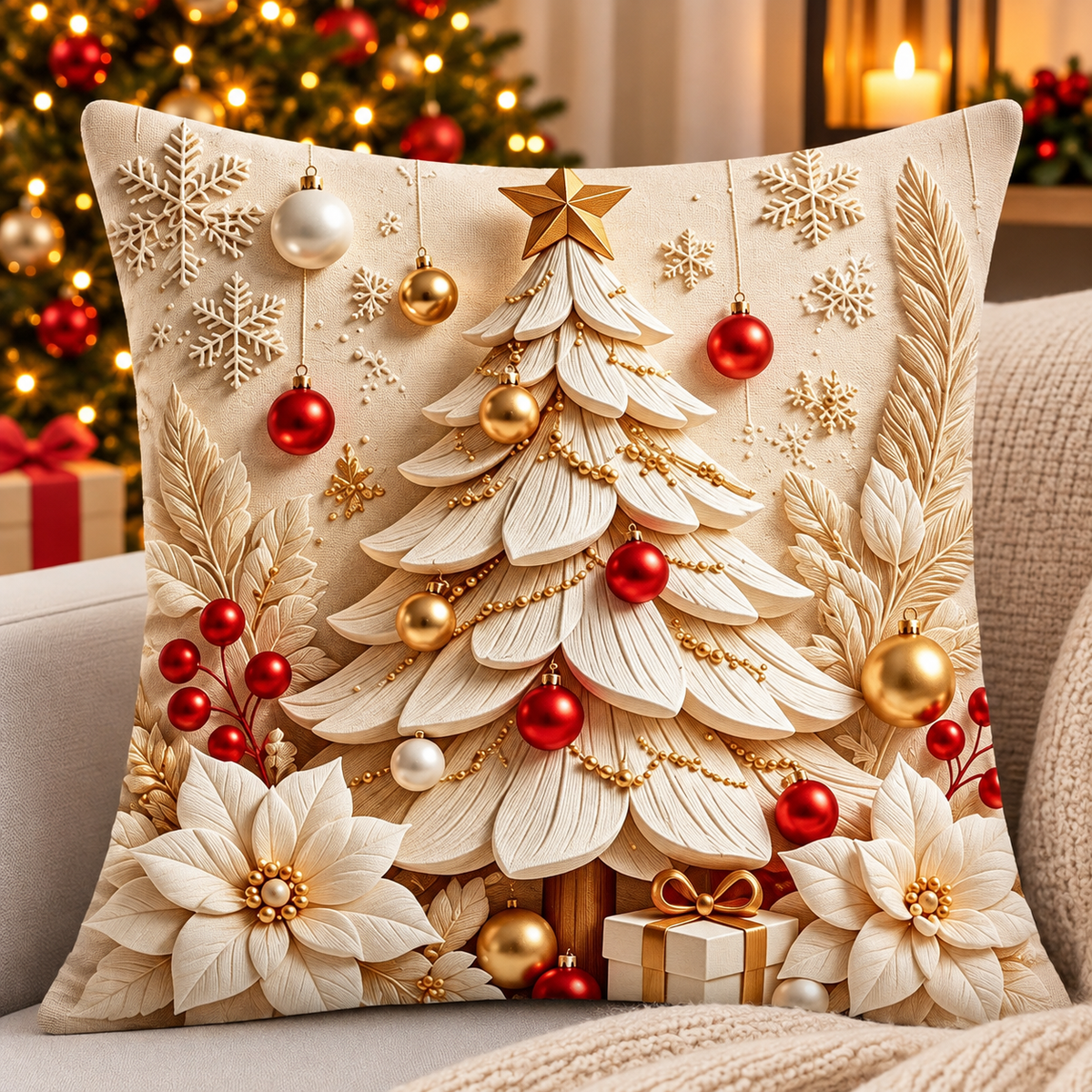 45cm × 45cm Christmas Decorative Pillow Covers – No Filler Set of 4-pieces