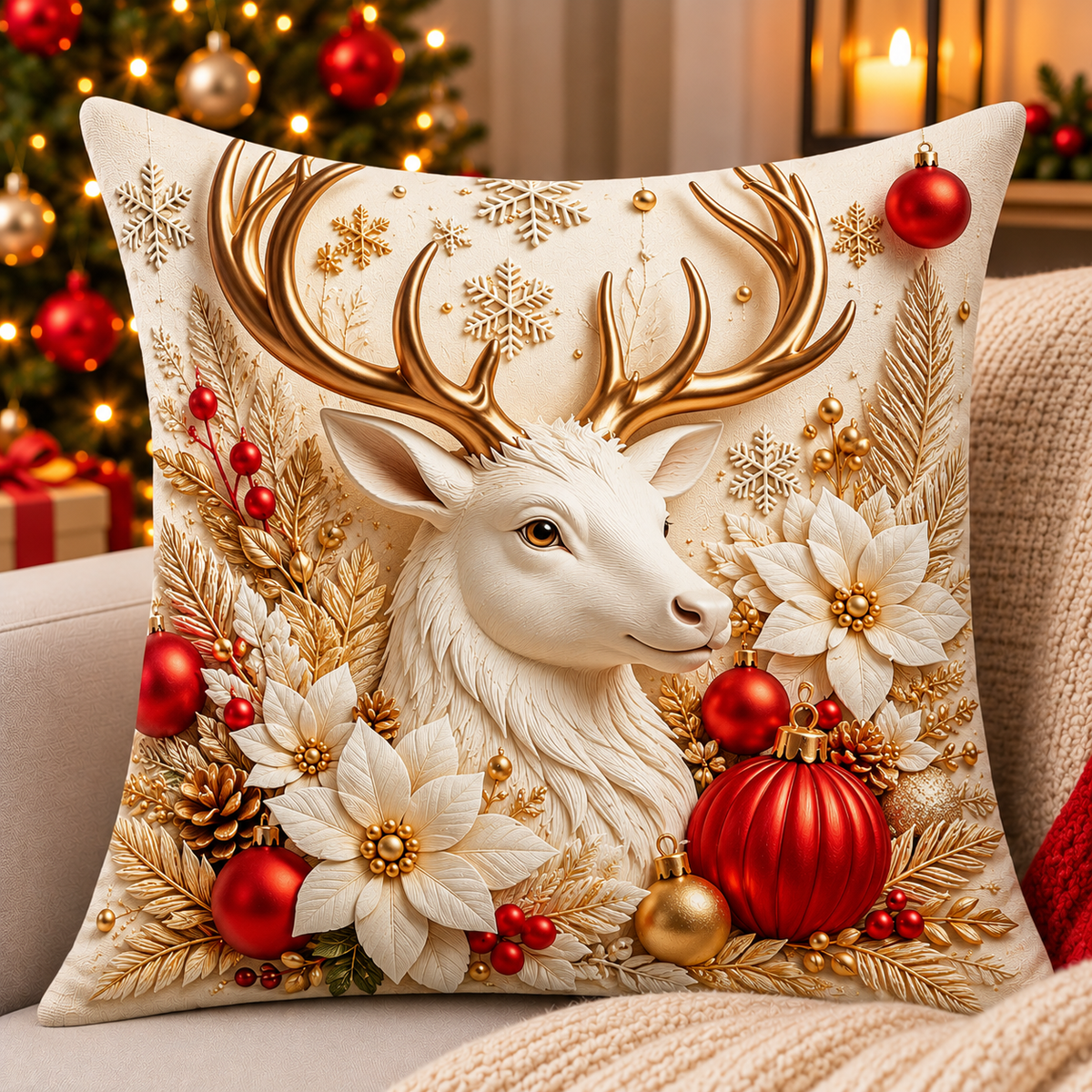 45cm × 45cm Christmas Decorative Pillow Covers – No Filler Set of 4-pieces
