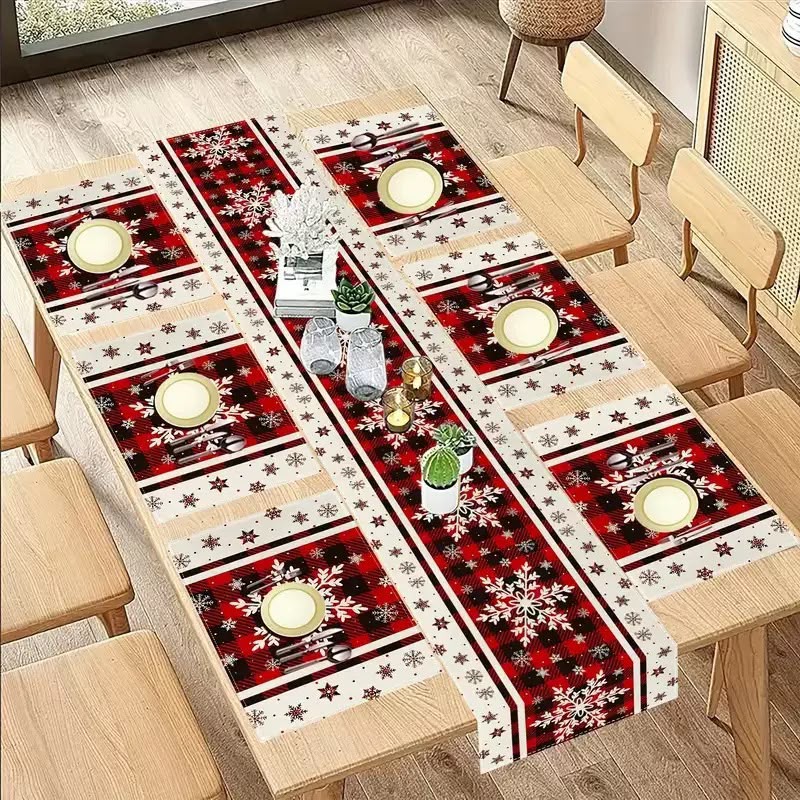 5-Piece Table Runner and Table Mats Set with 33 × 180cm Runner