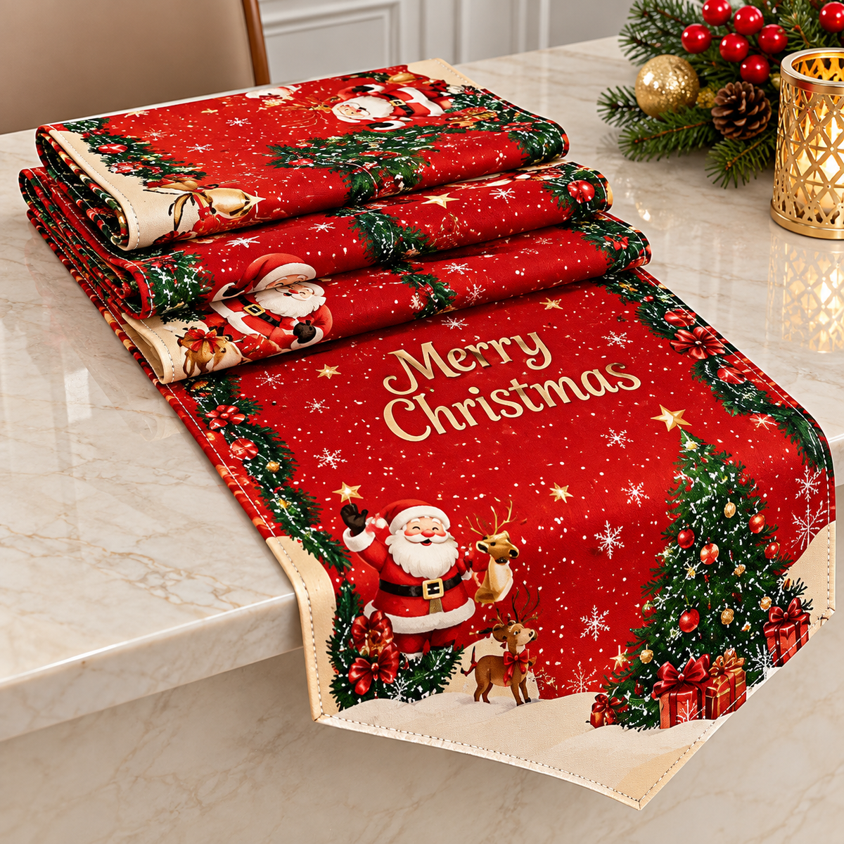 5-Piece Table Runner and Table Mats Set with 33 × 180cm Runner