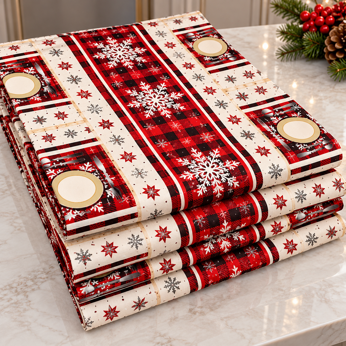 5-Piece Table Runner and Table Mats Set with 33 × 180cm Runner