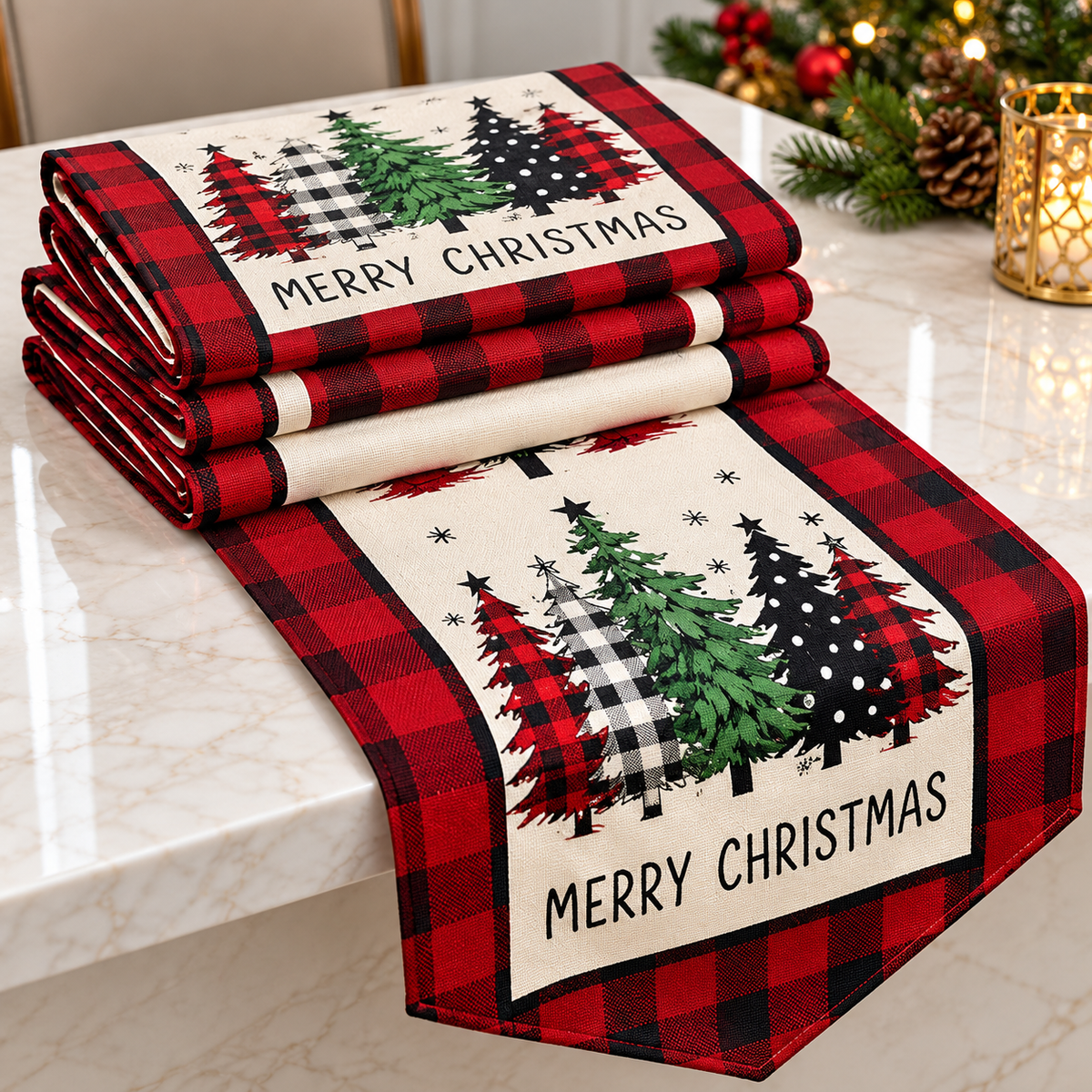 5-Piece Table Runner and Table Mats Set with 33 × 180cm Runner