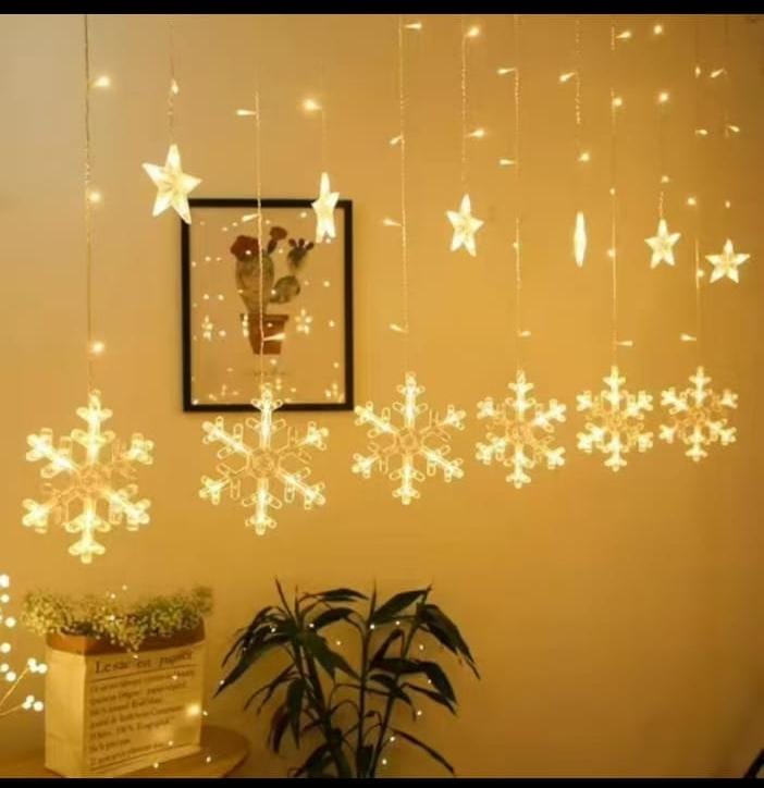 1 × 3m Warm White Snowflake Curtain Light