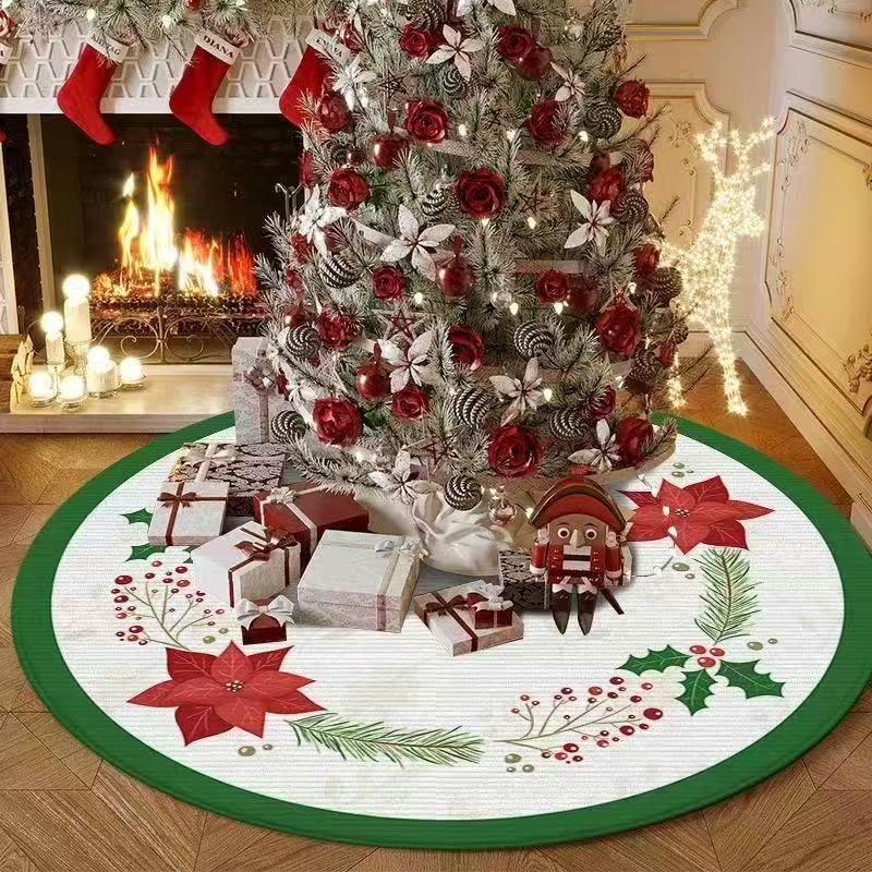 100cm Round Christmas Tree Skirt Red Black White Snowflake Pattern